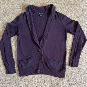 Purple cardigan sweater